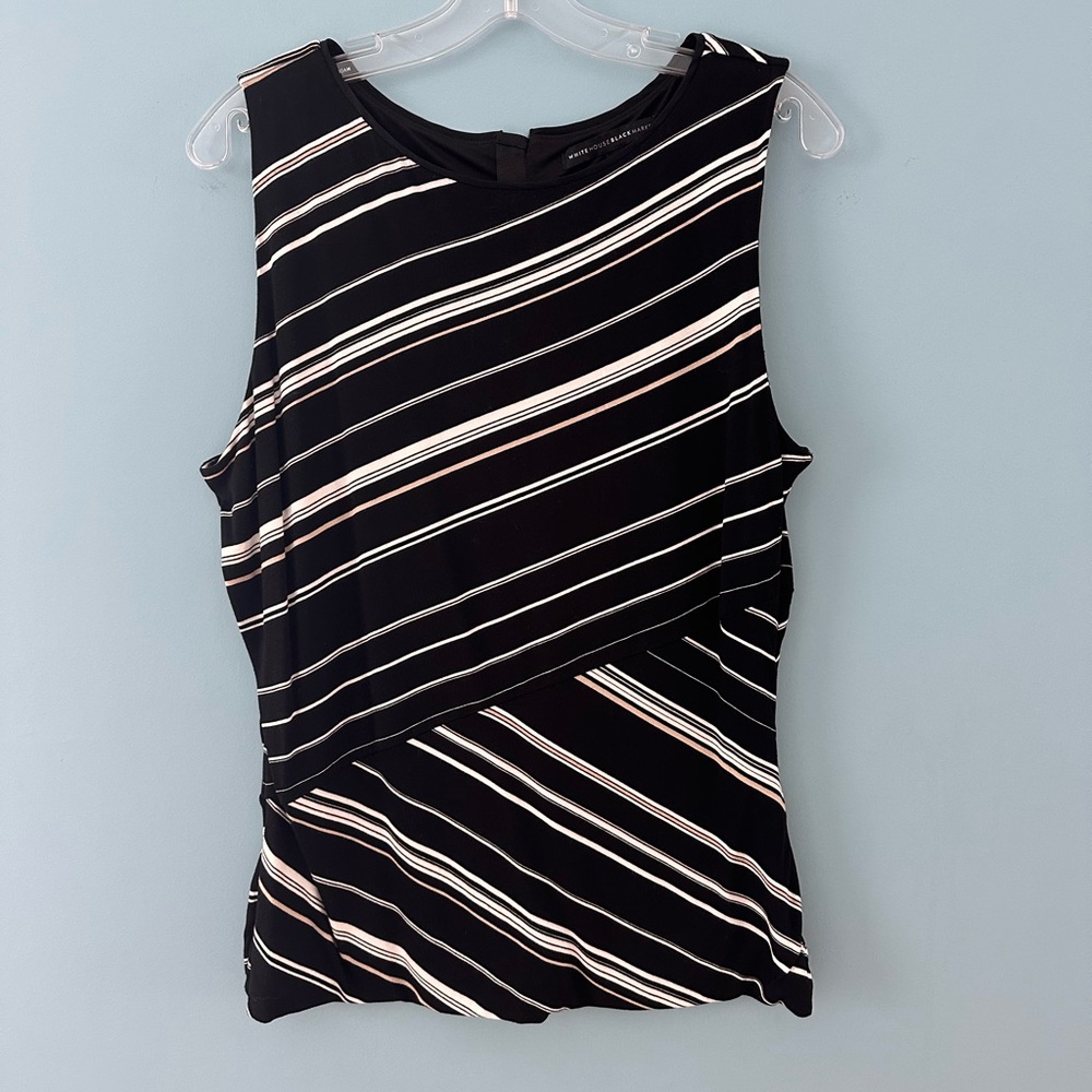 White House Black Market Black Striped Sleeveless Top